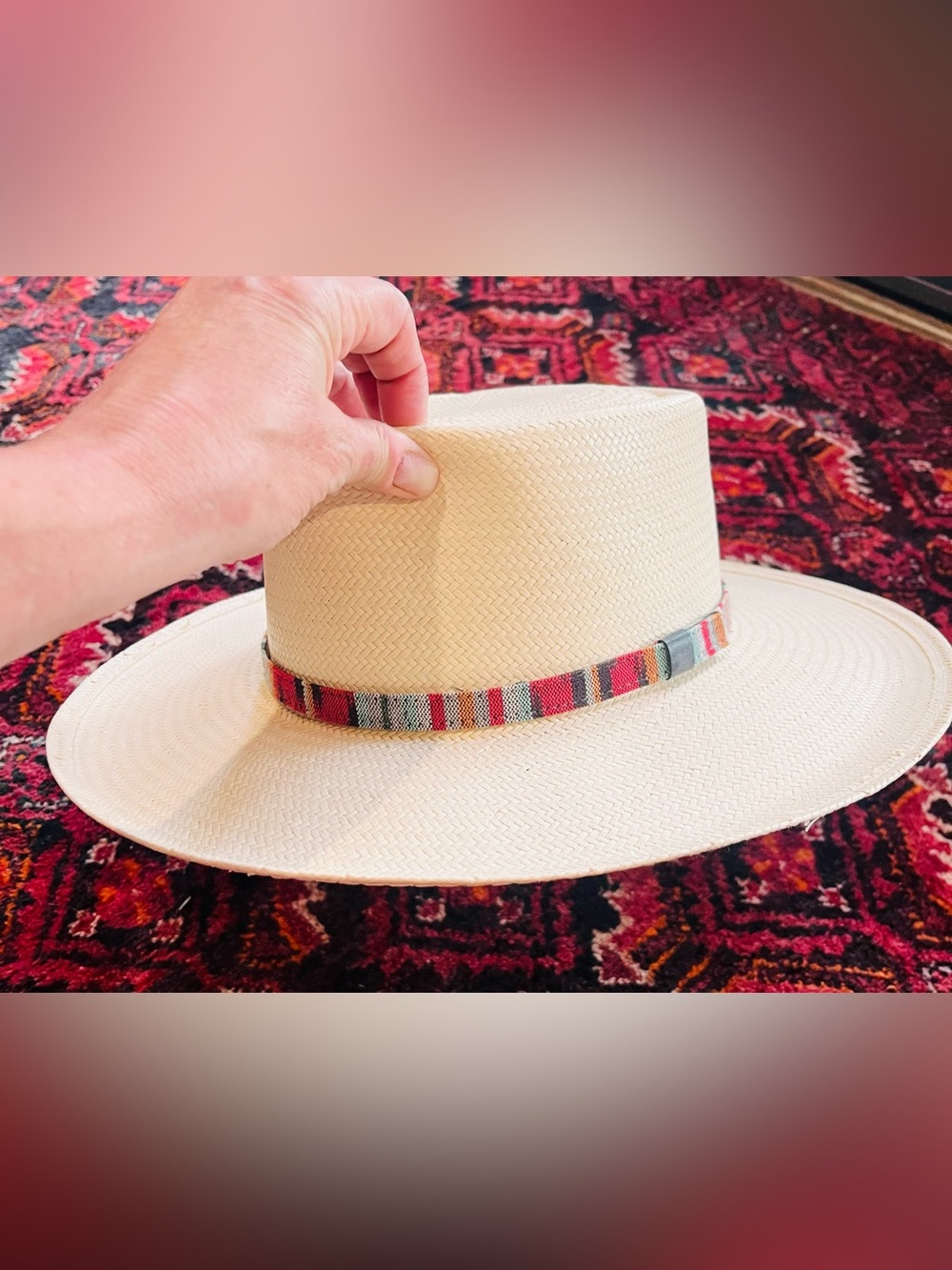 Dorfman Pacific Neutral Straw Hat with Multicolor Band